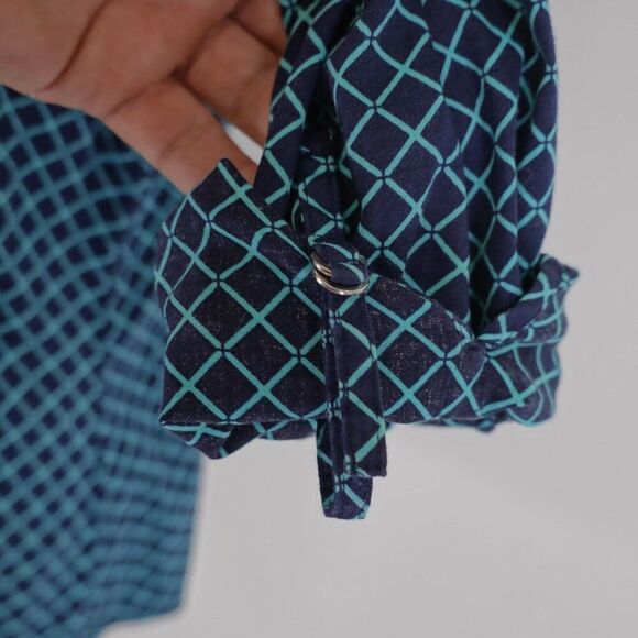 New York & Company 7th Avenue Collared Button Front Shirt Top Large Blue Teal - Picture 6 of 12